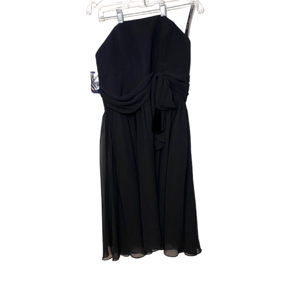 Alfred Angelo Black Strapless Chiffon Cocktail Dress Size 14 NWT Formal